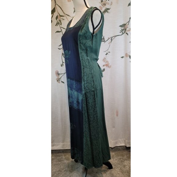Women's Green Tie-dye & Embroidered Bohemian Elephant Dress One Size - Picture 5 of 10
